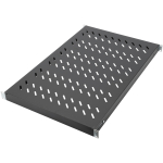 Digitus shelf with variable mounting rails for permanent installation in 483 mm (19") cabinets, black, 1 height unit