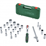 Bosch Powertools 1/2" ratchet set with socket wrenches, 25 pieces (green, torque up to 768 Nm, in case)