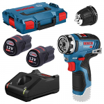 Bosch cordless drill GSR 12V-35 FC Professional, 12Volt (blue / black, 2x Li-ion battery 3.0Ah, with FlexiClick drill chuck, L-BOXX)
