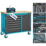 Hazet workbench assistant (179NW-7/210), mobile, assortment (blue/black, 210 pieces incl. DAB radio)
