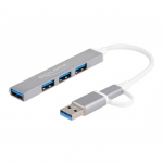 DeLOCK 4 Port Slim USB Hub with USB Type-C or USB Type-A, USB hub