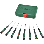 Bosch Powertools precision screwdriver set, 8 pieces (green/black, slotted, hexagonal and cross-head)