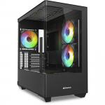 Sharkoon ELITE SHARK CM100 , Tower case black, Tempered Glass x 2