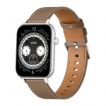 COLMI C28 Smartwatch &ndash; Silver + Brown Leather Strap
