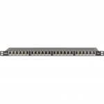 Digitus CAT 6A, Class E High Density Patch Panel, 24 Port (black, 0.5 U, shielded, 19" Rack Mount)