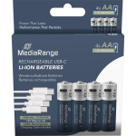 MediaRange USB-C Li-Ion battery, Mignon AA I 1.5V | 1400 mAh, 4 pack (4 pieces)