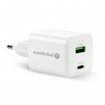 PHONE CHARGER GAN 1X US B, 1X USB-C 45W WHITE