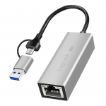 USB-A/-C to 2,5G Ethernet adapter, gray