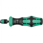 Wera 838 RA-R L Bits hand holder with ratchet function, screwdriver black/green, 1/4", with Rapidaptor quick-change chuck