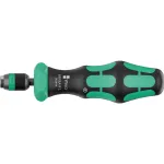 Wera 838 RA-R L Bits hand holder with ratchet function, screwdriver black/green, 1/4", with Rapidaptor quick-change chuck