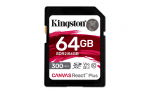 Kingston Technology 64GB Canvas React Plus SDXC UHS-II 300R/260W U3 V90 m&auml;lukaart Full HD/4K/8K jaoks