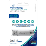 MediaRange combo memory stick 64 GB (silver/transparent, USB-A 3.2 Gen 1, USB-C 3.2 Gen 1)