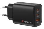 Verbatim Essentials GaN 65W USB-A 2xUSB-C PD 3.0 wall charger Black