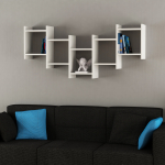 Bat kaasaegne seinariiul &ndash; 5 sektsiooniga rippuv riiul, 151 x 20 x 64 cm - Valge
