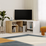 Glis Nurga TV Laud / Modulaarne Telerialus kuni 35-tollistele Teleritele &ndash;  Glis, Kaasaegne ja Mitmeotstarbeline - Tamm - Valge