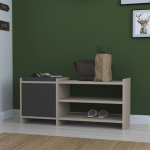 Sunno Stiilne jalan&otilde;udepink istmepadjaga ja 8 paari mahutavusega &ndash; 100 x 35 x 44 cm  - Hele mokk - Antratsiit
