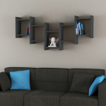 Bat kaasaegne seinariiul &ndash; 5 sektsiooniga rippuv riiul, 151 x 20 x 64 cm - Antratsiit