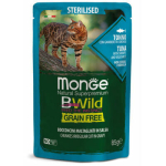 MONGE BWILD pouches Cat Sterilised tuunikala krevettide ja k&ouml;&ouml;giviljadega 85 g