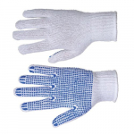 Kootud puuvillased t&auml;ppidega kindad, suurus 10 (12 paari)