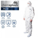 Veekindel ja vastupidav kombinesoon Chemsplash Pro 63 2518, 5B/6B, valge, XXXL (1 tk)