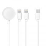 Kabelis (m) 3in1 Type C į Lightning / 2 x Lightning / Apple Watch 3W 2A C3168 1,2 m - baltas (m)