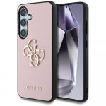 Guess Grained Big 4G Logo Small Classic Logo &uuml;mbris jaoks Samsung Galaxy S25 Plus roosa