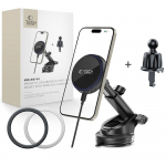 Tech-Protect MM15W-V4 Magnetic MagSafe 15W Car Hoidja jaoks Cockpit / Windshield / Air Vent - must