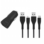 Energizer HardCase DC2BLCMM autolaadija, 2 &times; USB-A, 2,4 A, USB-C- ja Micro-USB-kaabliga, must