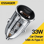 Autolaadija Essager "Thumb" L&auml;bipaistev (must) 33W (1xUSB QC3.0 / 1xPD)
