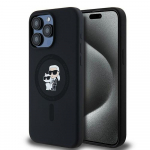 KARL LAGERFELD &uuml;mbris jaoks IPHONE 15 Pro Max compatible with MagSafe KLHMP15XSCMKCRHK (Silicone KC Body Ring) must