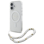 Guess IML Glitter With Pearl Strap MagSafe iPhone 16 Plus &Uuml;mbris - Clear
