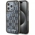 Karl Lagerfeld Liquide Glitter Monogram Gradient iPhone 15 Pro Case - Black