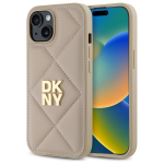 DKNY Quilted Stack Logo iPhone 15 &Uuml;mbris - Beige