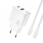 Dudao A27TCEU PD 30W GaN USB-A USB-C seinalaadija USB-C kaabliga - valge