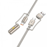 Kaabel All-in-one USB A / USB C to USB C / Auto suitsetaja pesa Hoco 3A 60W 1,2 m U138 hall