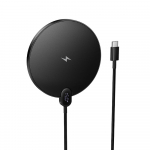 Belaidis įkroviklis Hoco 15W su USB-C kabeliu ir skaitmeninė indikacija CW62 juoda spalva