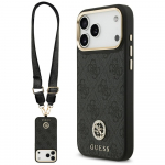 GUESS &uuml;mbris jaoks IPHONE 17 Pro Max compatible with MagSafe GUHMP17XP4G4DCSK (PU W/ Strass Logo & Big Strap Metal Buttons) must
