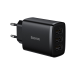 Baseus Compact Quick Charger, 3x USB, 17W (Black)
