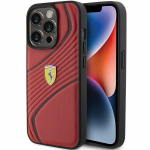 Ferrari Twist Metal Logo &uuml;mbris jaoks iPhone 15 Pro - punane