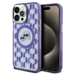 Karl Lagerfeld IML Monogram Karl & Choupette Head MagSafe iPhone 15 Pro &Uuml;mbris - lilla