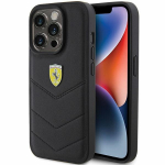 Ferrari Quilted Metal Logo &uuml;mbris jaoks iPhone 15 Pro - must