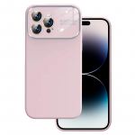 Mink&scaron;tas silikono objektyvo dėklas Iphone 15 Plus - &scaron;viesiai rožinė