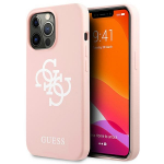 Guess Silicone 4G Logo &Uuml;mbris jaoks iPhone 13 Pro Max 6.7" - roosa