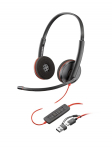 HP Poly &bdquo;Poly Blackwire 3220 Stereo&ldquo; &bdquo;USB-C&ldquo; ausinės + &bdquo;USB-C/A&ldquo; adapteris