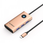 Orico PW11 6-in-1 USB-C dokkimisjaam 3x USB-A 3.0 1x USB-C PD 100W 1x HDMI 4K 30Hz 1x RJ45 Gigabit Ethernet - roosa kuld