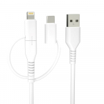 Forever recycling  cable 3w1 1,5m 2,4A USB-A -USB-C+ microUSB  + Lightning KR3W1-00 valge