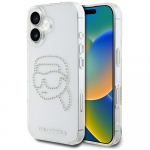 Karl Lagerfeld IML Rhinestones Karl Head &Uuml;mbris jaoks iPhone 16 Clear