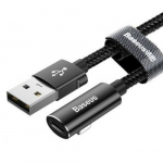 USB kabelis Baseus "Rythm" juodas "Lightning" 120cm / 90'' laipsnių + "Lightning" i&scaron;ėjimas