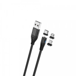 Maxlife MXUC-02 magnetic cable USB - Lightning + USB-C + microUSB 1,0 m 2A must nylon