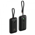 I&scaron;orinė baterija VEGER 10000 mAh su įmontuotais kabeliais Type C / Lightning PD QC3.0 35W K1 (W1188) juoda